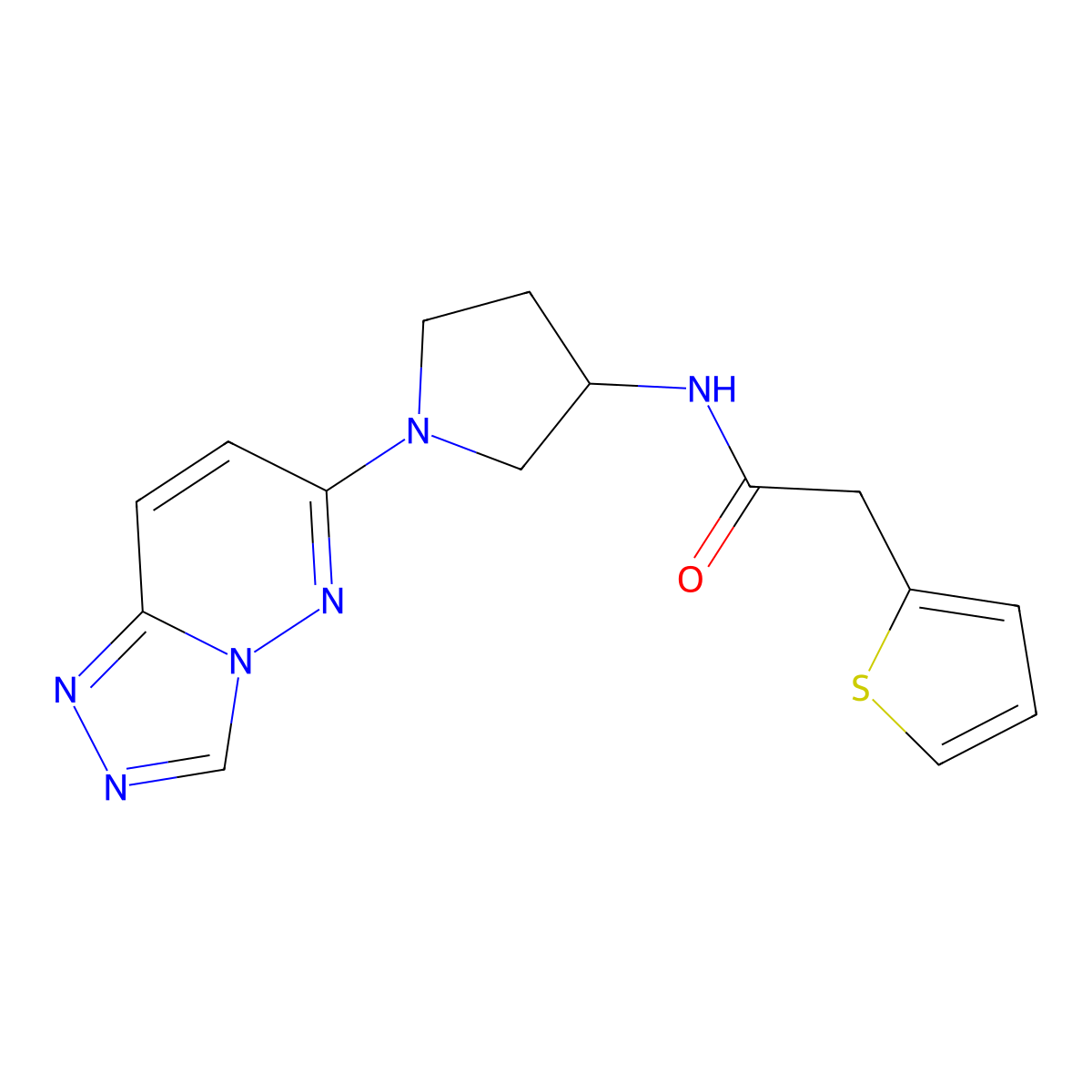 N-(1-([1,2,4]triazolo[4,3-b]pyridazin-6-yl)pyrrolidin-3-yl)-2-(thiophen-2-yl)acetamide molecular structure, CAS 2034300-71-3