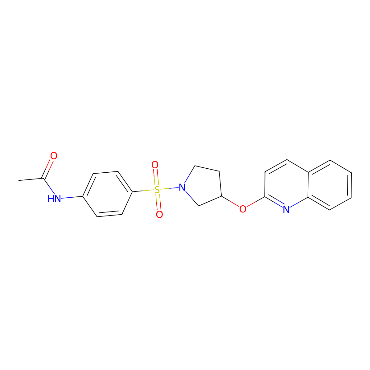 N-(4-((3-(quinolin-2-yloxy)pyrrolidin-1-yl)sulfonyl)phenyl)acetamide molecular structure, CAS 2034300-73-5