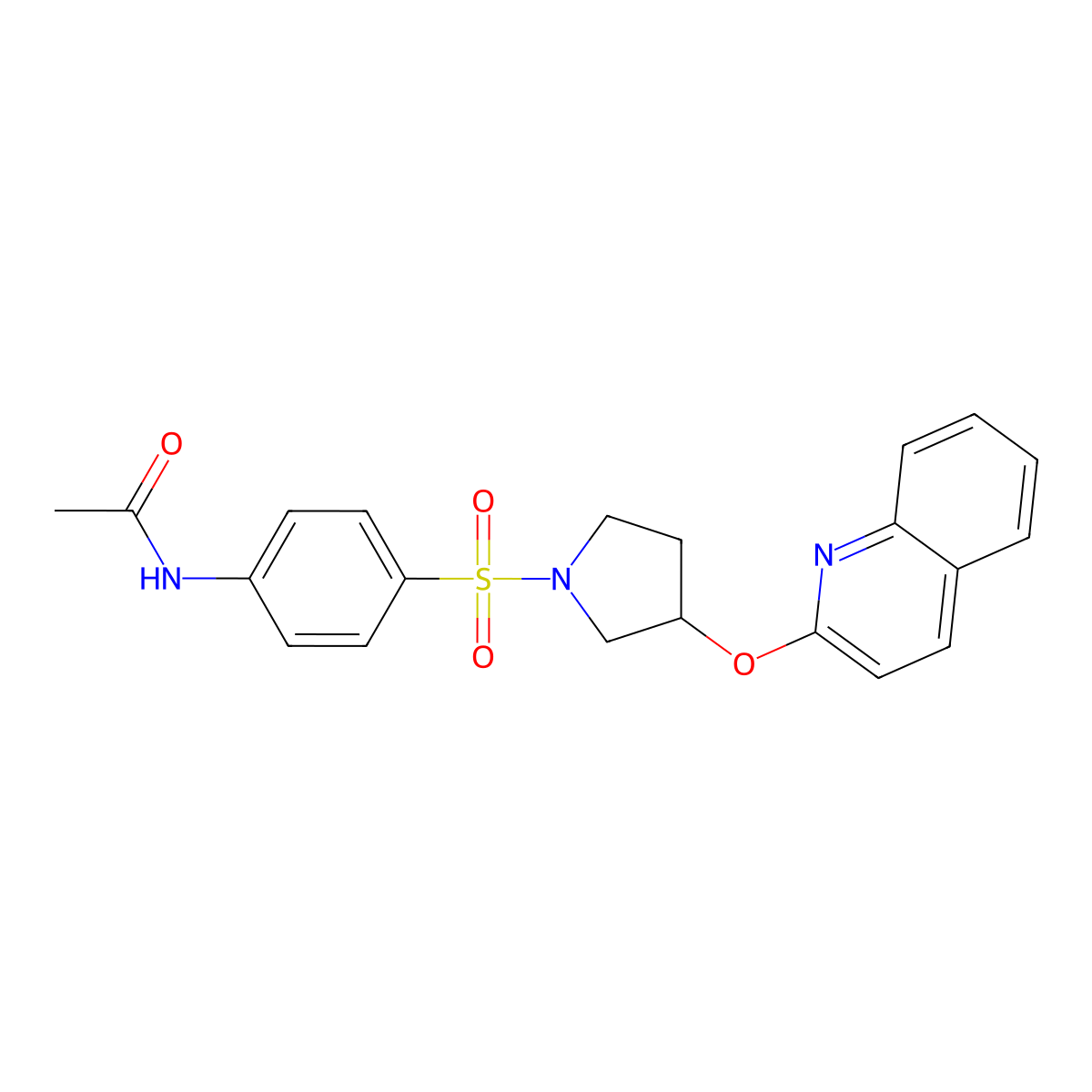 N-(4-((3-(quinolin-2-yloxy)pyrrolidin-1-yl)sulfonyl)phenyl)acetamide molecular structure, CAS 2034300-73-5