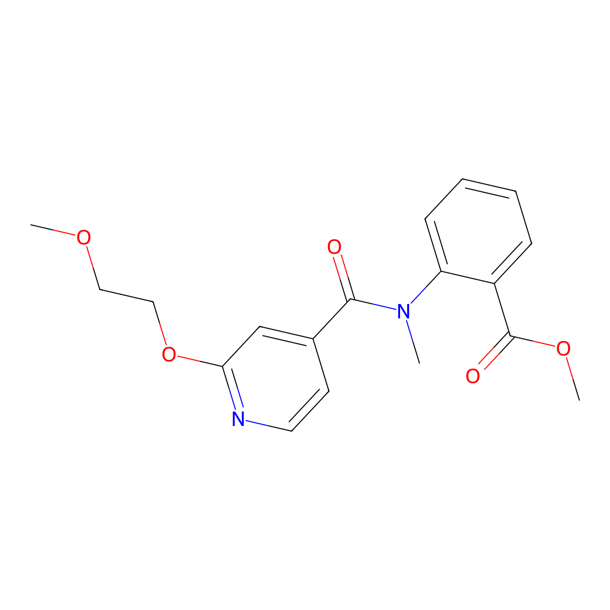 methyl 2-(2-(2-methoxyethoxy)-N-methylisonicotinamido)benzoate molecular structure, CAS 2034300-77-9