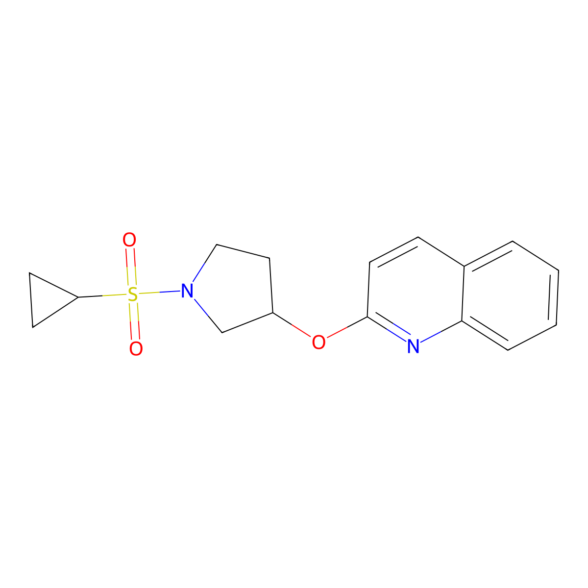 2-((1-(Cyclopropylsulfonyl)pyrrolidin-3-yl)oxy)quinoline molecular structure, CAS 2034300-79-1