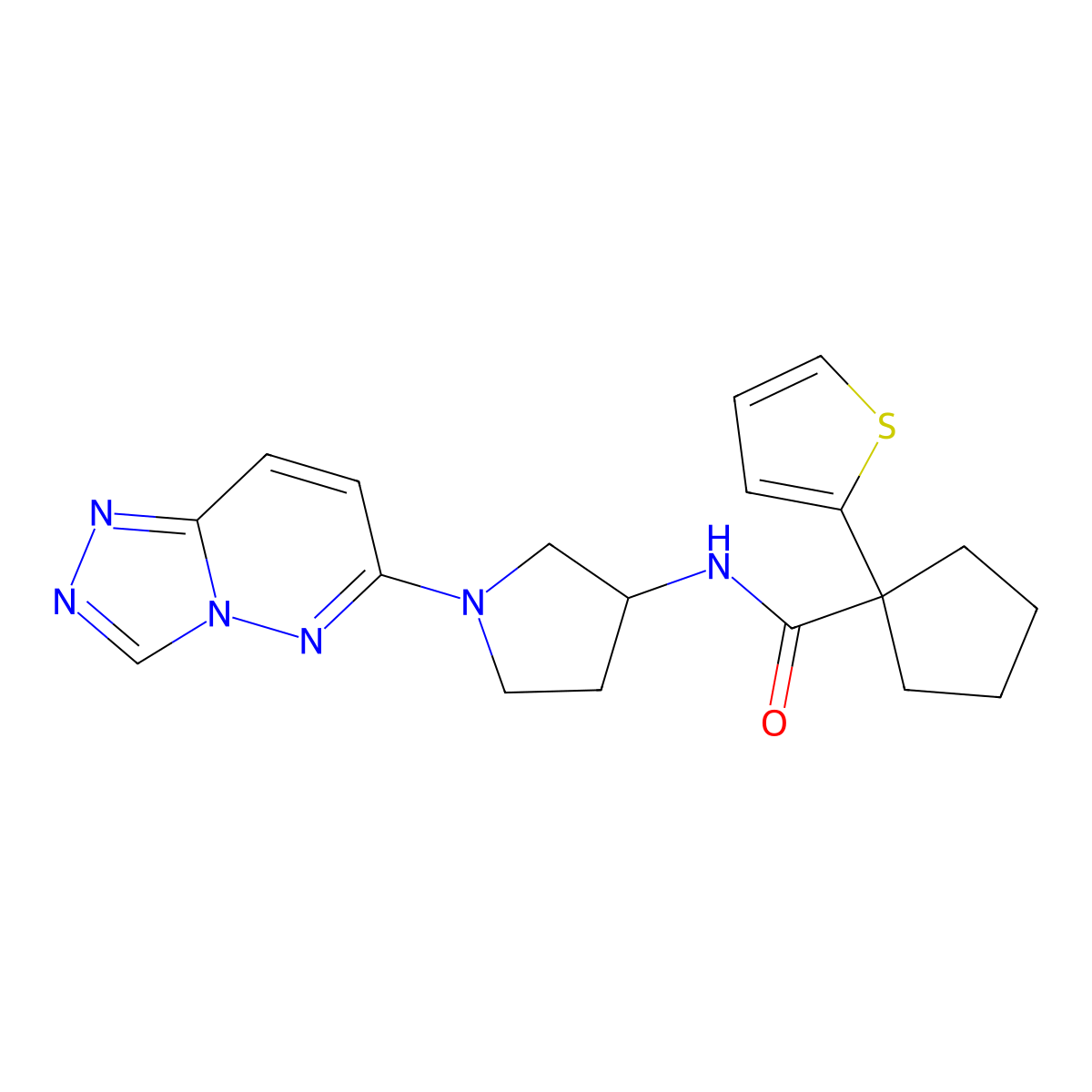 N-(1-([1,2,4]triazolo[4,3-b]pyridazin-6-yl)pyrrolidin-3-yl)-1-(thiophen-2-yl)cyclopentanecarboxamide molecular structure, CAS 2034300-83-7
