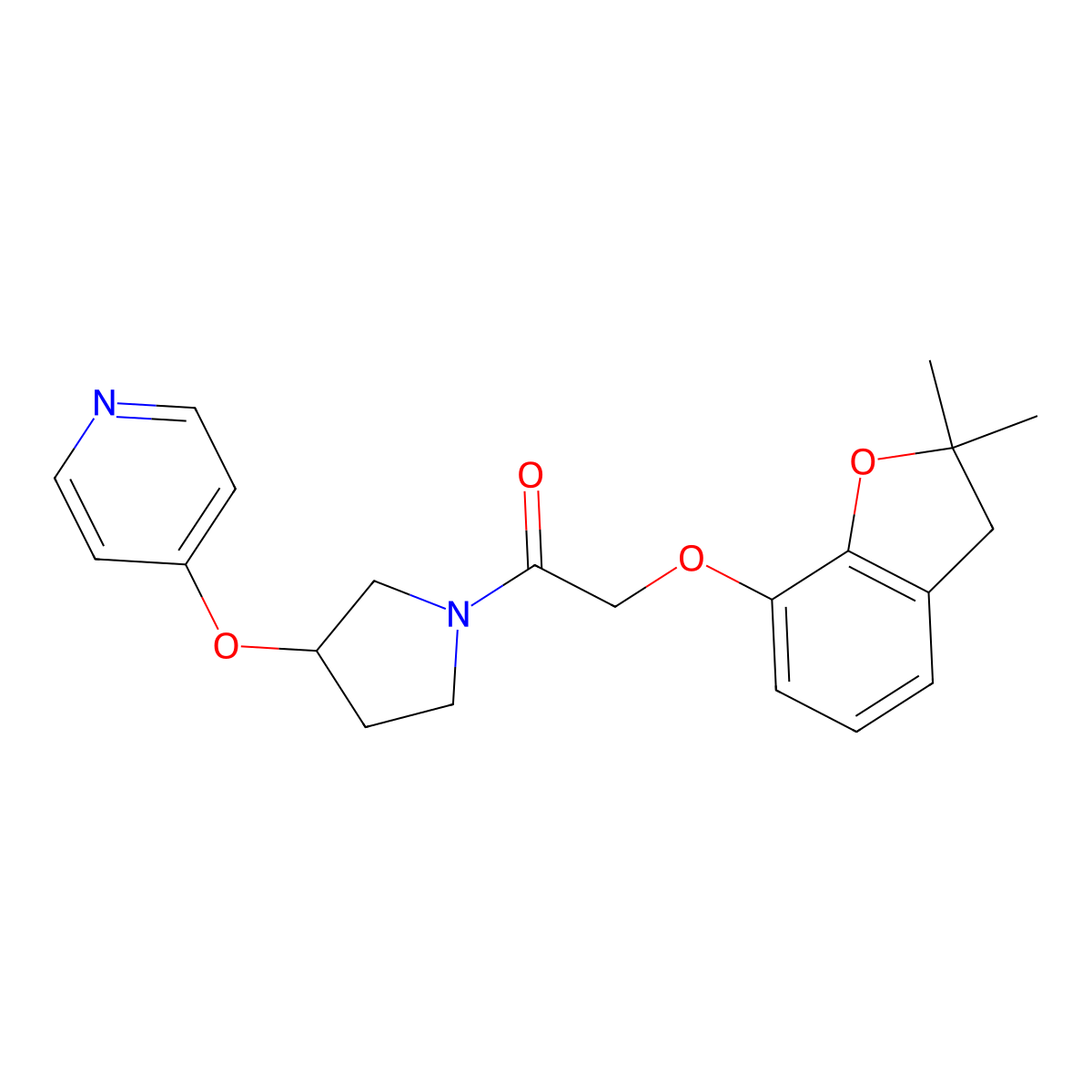 2-((2,2-Dimethyl-2,3-dihydrobenzofuran-7-yl)oxy)-1-(3-(pyridin-4-yloxy)pyrrolidin-1-yl)ethanone molecular structure, CAS 2034300-89-3