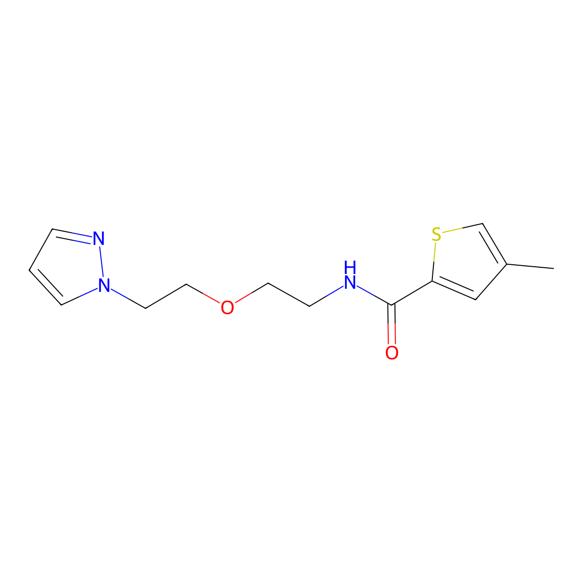 N-(2-(2-(1H-pyrazol-1-yl)ethoxy)ethyl)-4-methylthiophene-2-carboxamide molecular structure, CAS 2034300-92-8