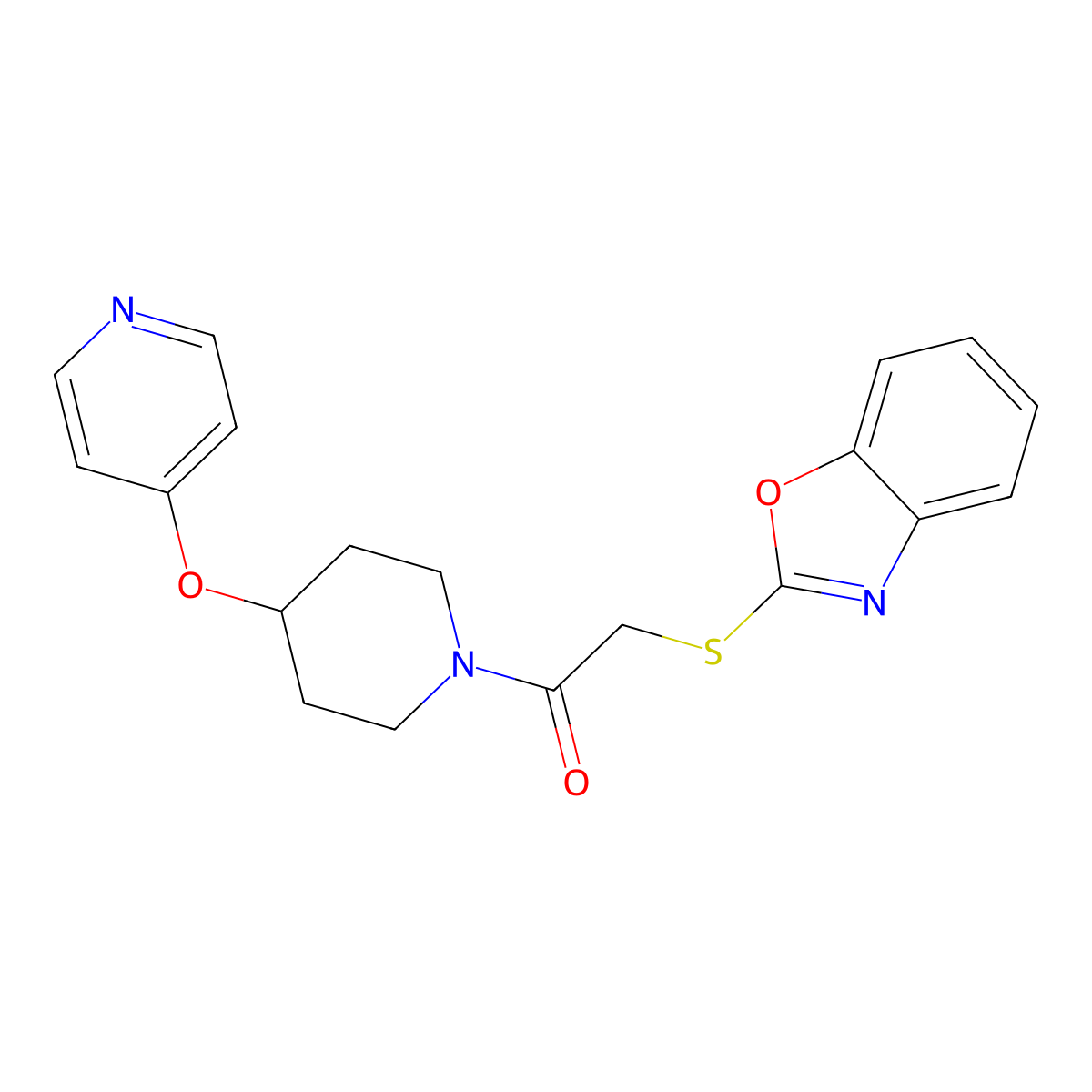 2-(Benzo[d]oxazol-2-ylthio)-1-(4-(pyridin-4-yloxy)piperidin-1-yl)ethanone molecular structure, CAS 2034300-94-0