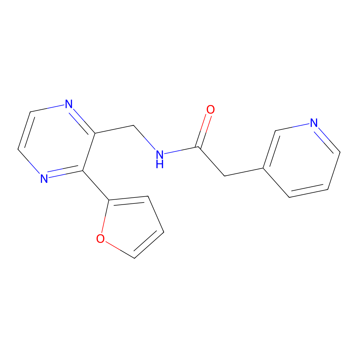 N-((3-(furan-2-yl)pyrazin-2-yl)methyl)-2-(pyridin-3-yl)acetamide molecular structure, CAS 2034300-95-1