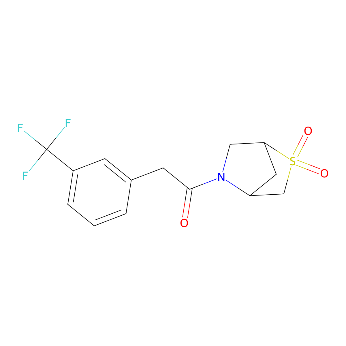 1-(2,2-Dioxido-2-thia-5-azabicyclo[2.2.1]heptan-5-yl)-2-(3-(trifluoromethyl)phenyl)ethanone molecular structure, CAS 2034300-99-5