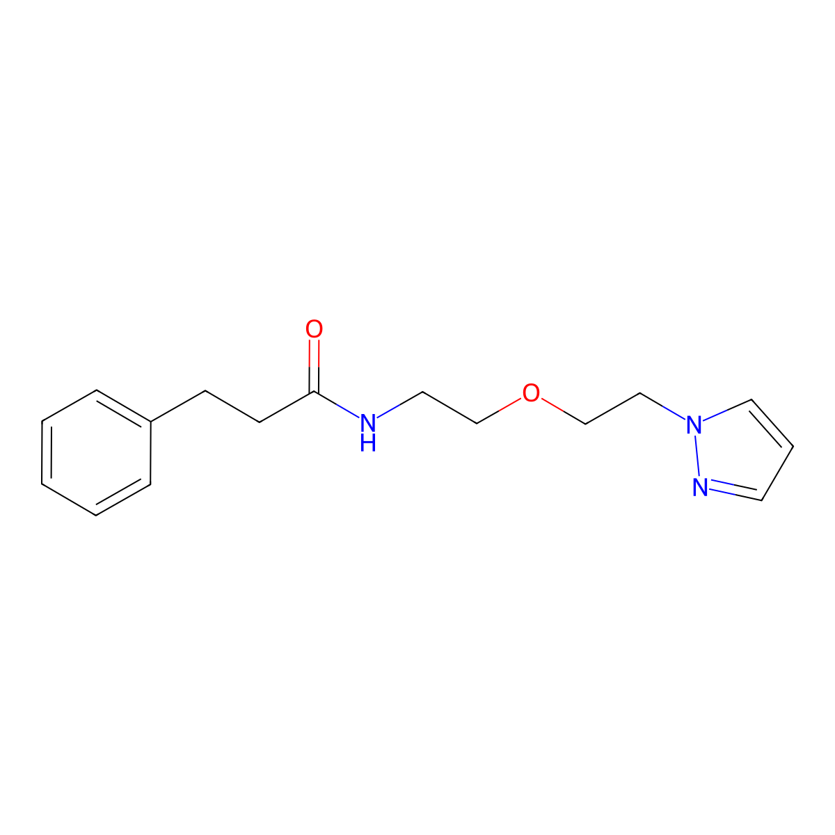 N-(2-(2-(1H-pyrazol-1-yl)ethoxy)ethyl)-3-phenylpropanamide molecular structure, CAS 2034301-01-2