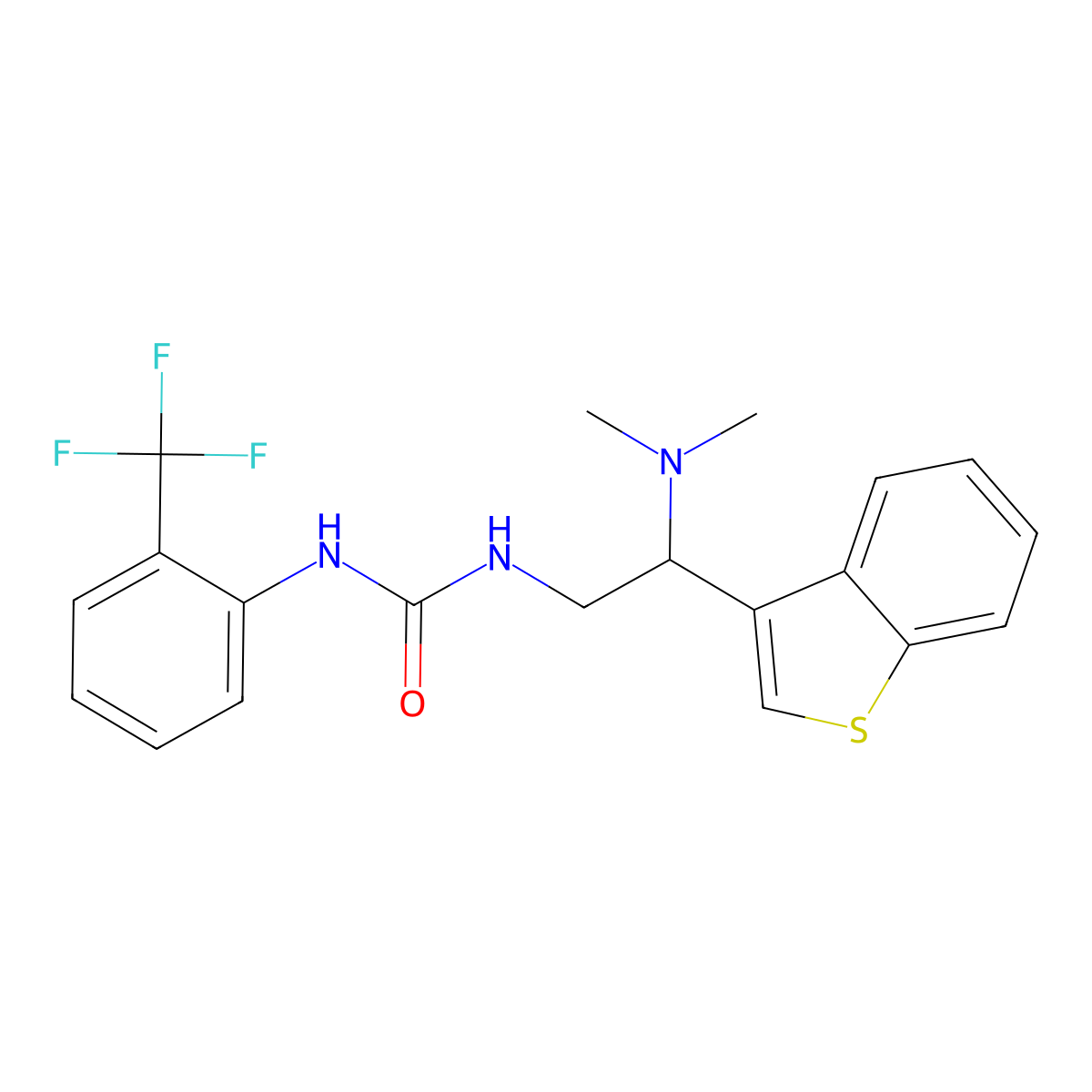 1-(2-(Benzo[b]thiophen-3-yl)-2-(dimethylamino)ethyl)-3-(2-(trifluoromethyl)phenyl)urea molecular structure, CAS 2034301-06-7