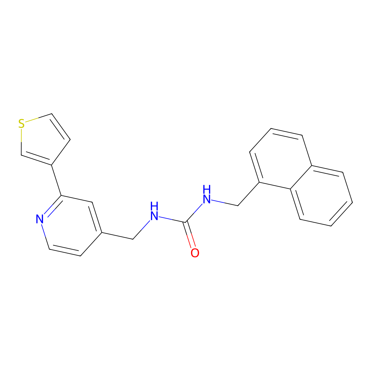 1-(Naphthalen-1-ylmethyl)-3-((2-(thiophen-3-yl)pyridin-4-yl)methyl)urea molecular structure, CAS 2034301-08-9