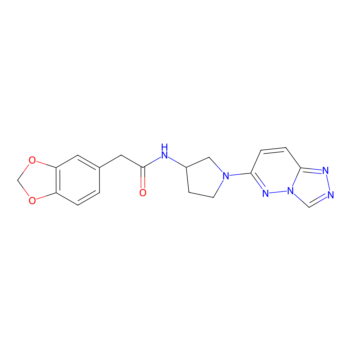 N-(1-([1,2,4]triazolo[4,3-b]pyridazin-6-yl)pyrrolidin-3-yl)-2-(benzo[d][1,3]dioxol-5-yl)acetamide molecular structure, CAS 2034301-09-0
