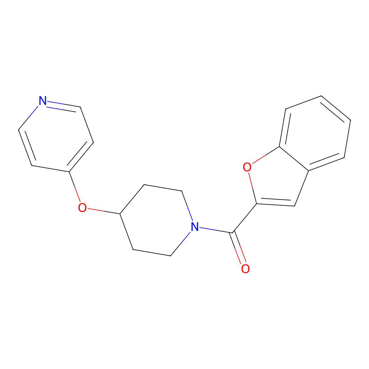 Benzofuran-2-yl(4-(pyridin-4-yloxy)piperidin-1-yl)methanone molecular structure, CAS 2034301-11-4