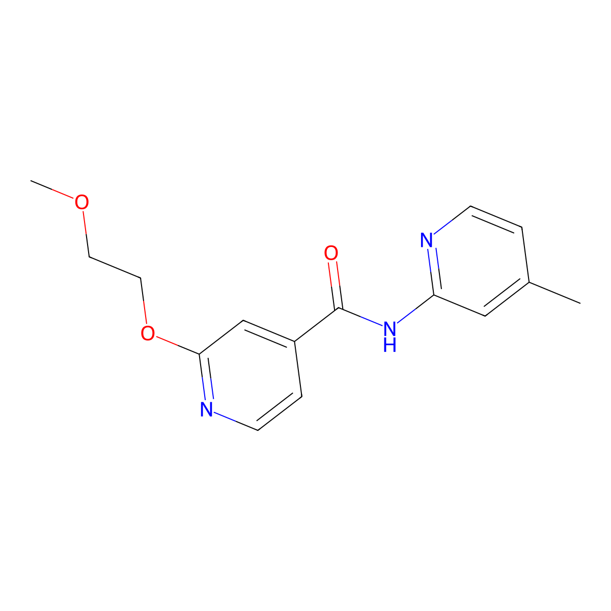 2-(2-methoxyethoxy)-N-(4-methylpyridin-2-yl)isonicotinamide molecular structure, CAS 2034301-13-6