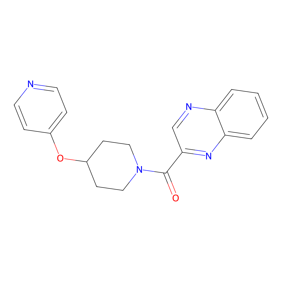 (4-(Pyridin-4-yloxy)piperidin-1-yl)(quinoxalin-2-yl)methanone molecular structure, CAS 2034301-18-1