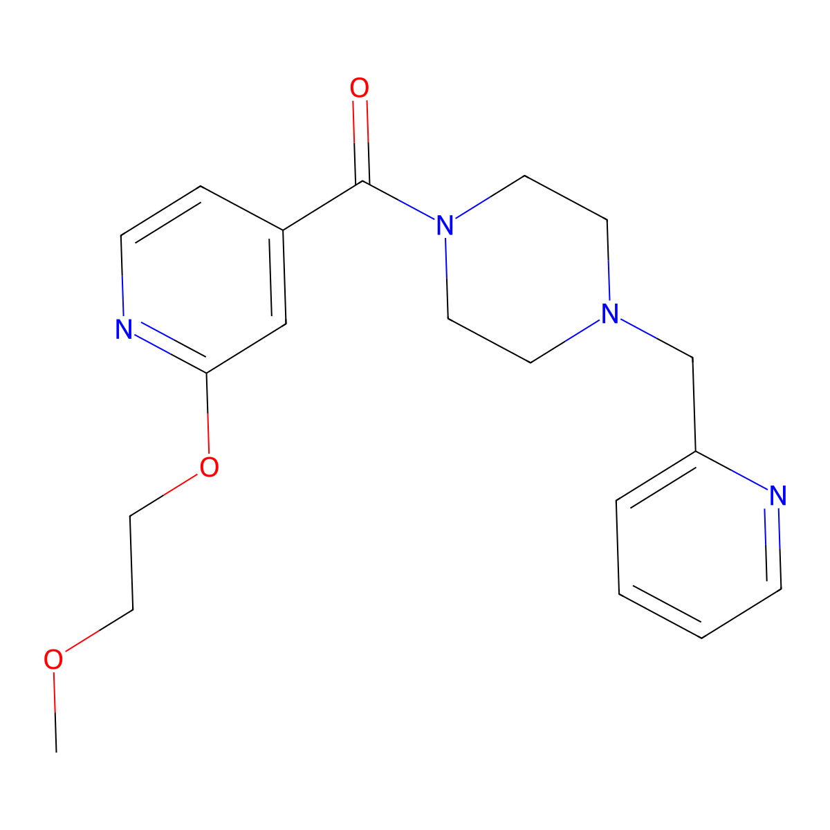 (2-(2-Methoxyethoxy)pyridin-4-yl)(4-(pyridin-2-ylmethyl)piperazin-1-yl)methanone molecular structure, CAS 2034301-23-8