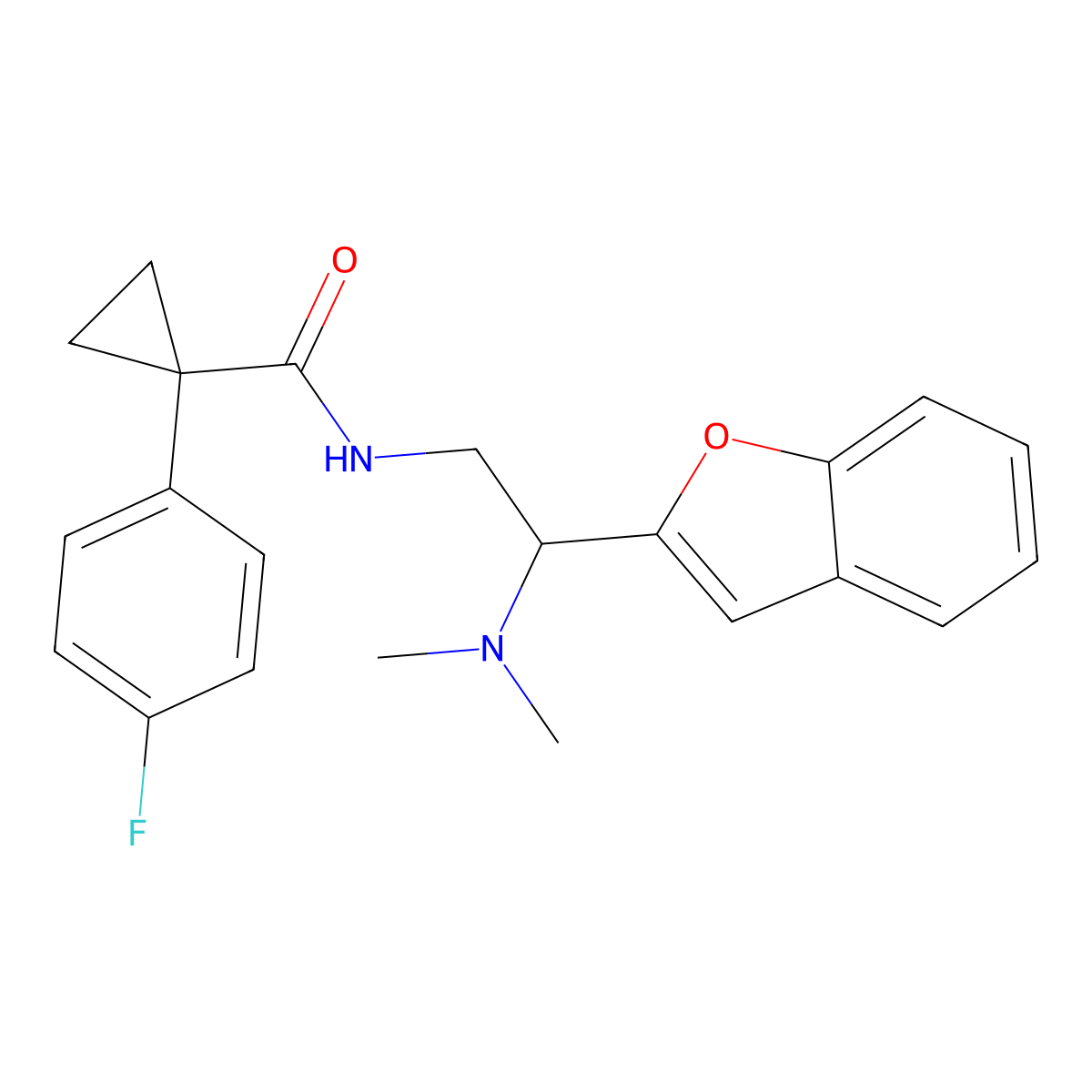 N-(2-(benzofuran-2-yl)-2-(dimethylamino)ethyl)-1-(4-fluorophenyl)cyclopropanecarboxamide molecular structure, CAS 2034301-31-8