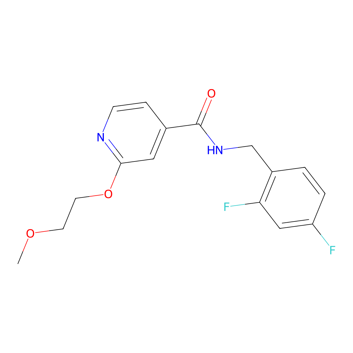 N-(2,4-difluorobenzyl)-2-(2-methoxyethoxy)isonicotinamide molecular structure, CAS 2034301-33-0