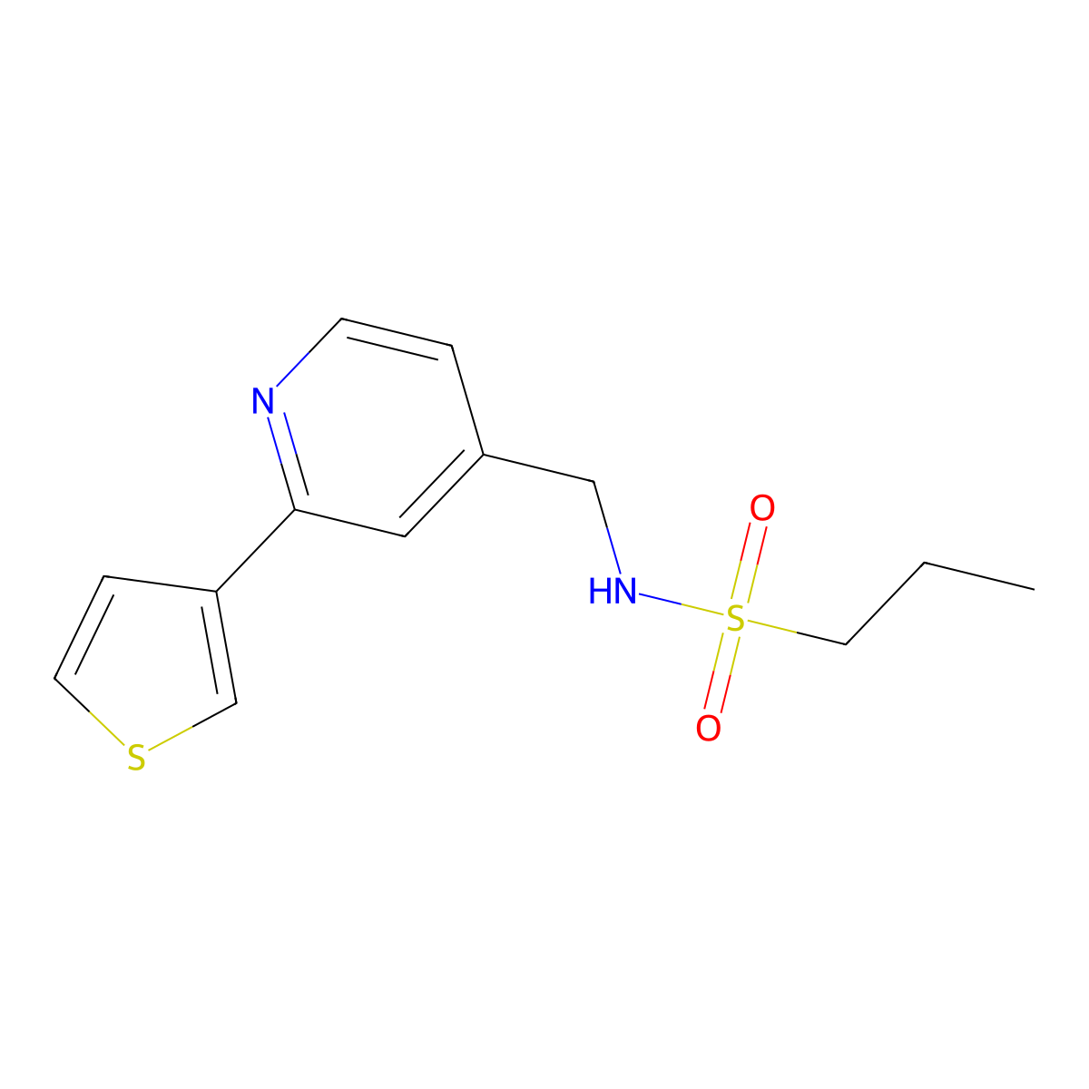N-{[2-(thiophen-3-yl)pyridin-4-yl]methyl}propane-1-sulfonamide molecular structure, CAS 2034301-36-3