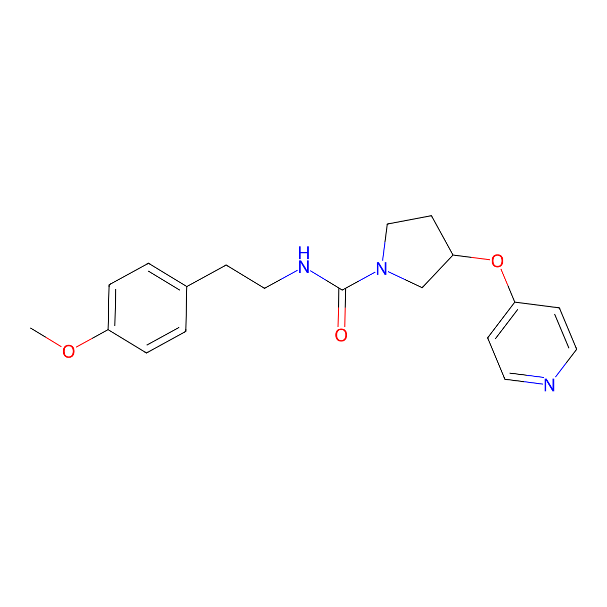 N-(4-methoxyphenethyl)-3-(pyridin-4-yloxy)pyrrolidine-1-carboxamide molecular structure, CAS 2034301-37-4