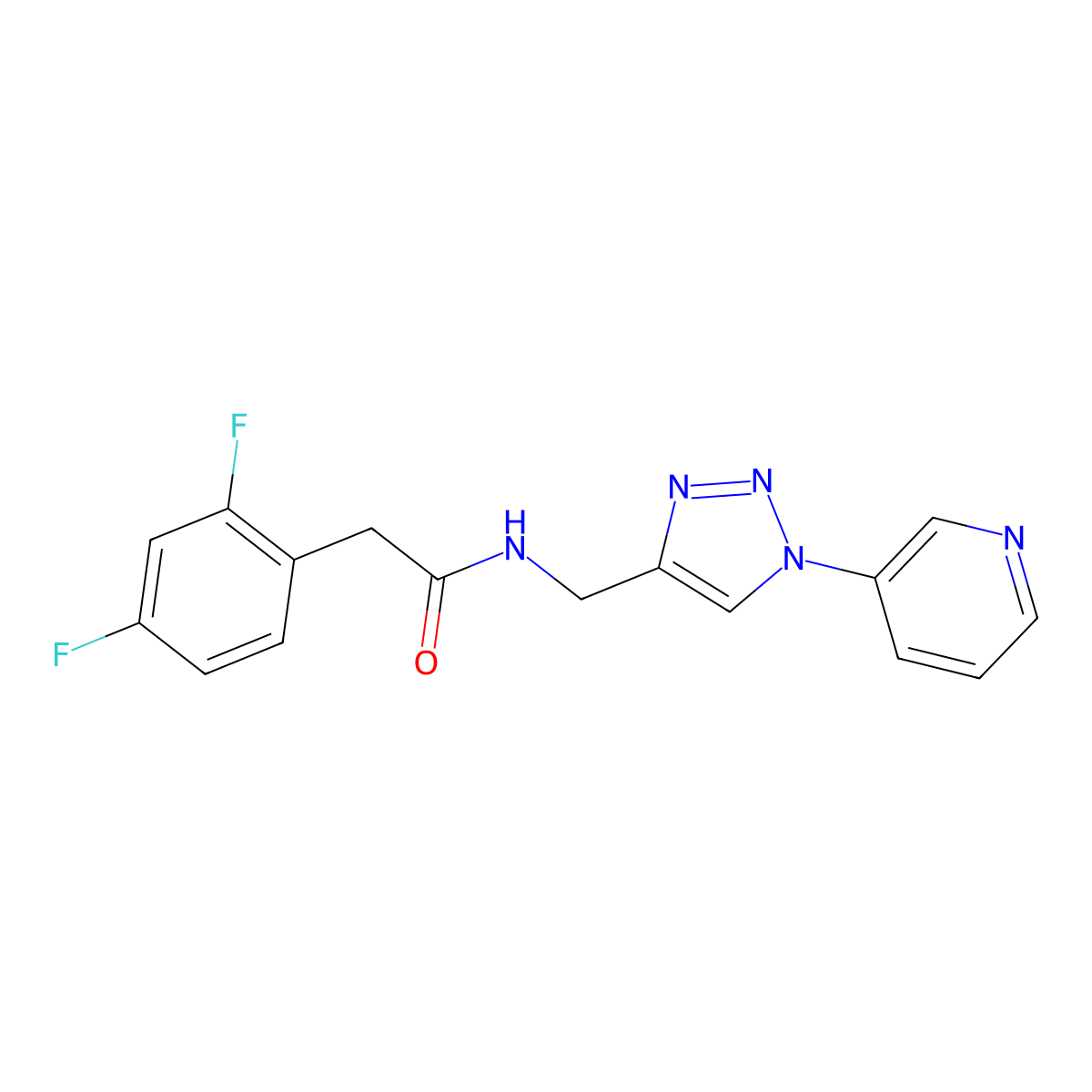 2-(2,4-difluorophenyl)-N-{[1-(pyridin-3-yl)-1H-1,2,3-triazol-4-yl]methyl}acetamide molecular structure, CAS 2034301-40-9