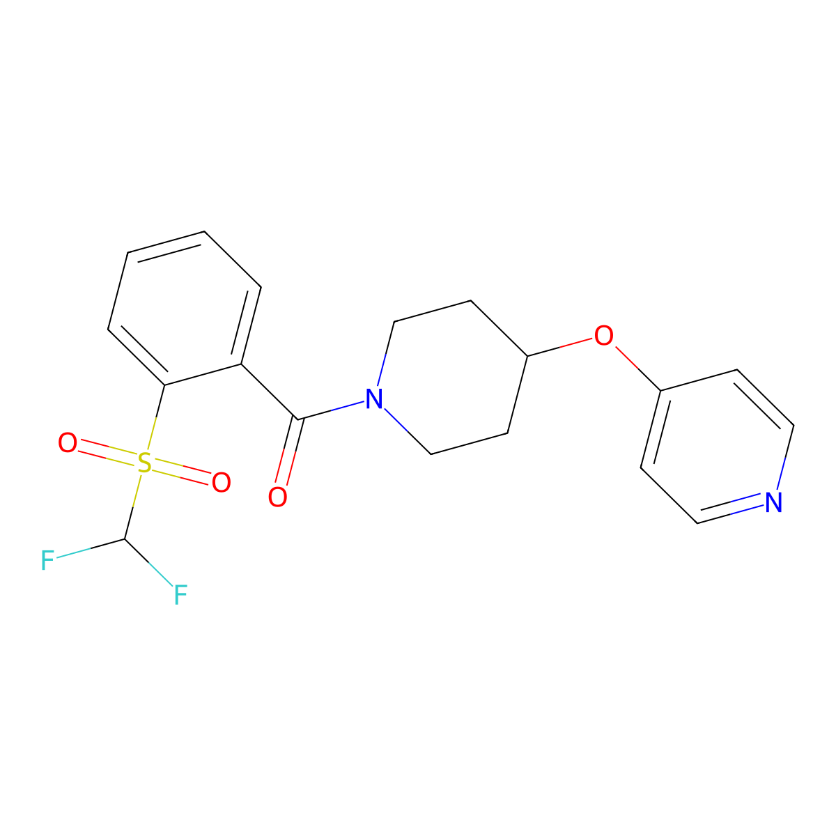 (2-((Difluoromethyl)sulfonyl)phenyl)(4-(pyridin-4-yloxy)piperidin-1-yl)methanone molecular structure, CAS 2034301-42-1