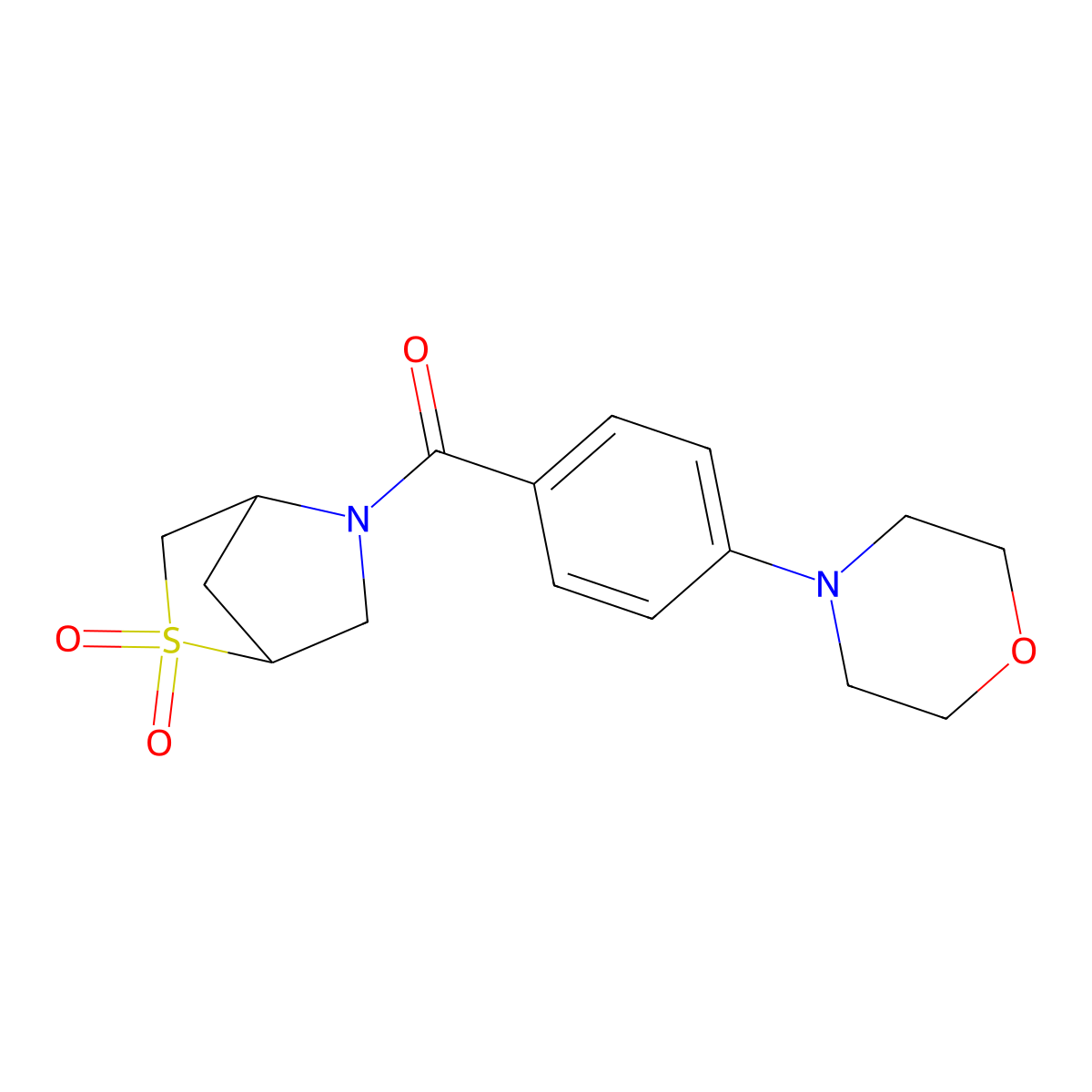 (2,2-Dioxido-2-thia-5-azabicyclo[2.2.1]heptan-5-yl)(4-morpholinophenyl)methanone molecular structure, CAS 2034301-46-5