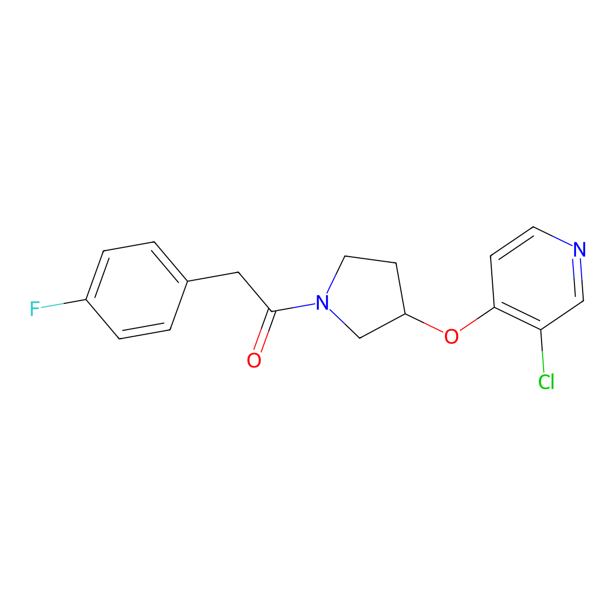 1-(3-((3-Chloropyridin-4-yl)oxy)pyrrolidin-1-yl)-2-(4-fluorophenyl)ethanone molecular structure, CAS 2034301-52-3