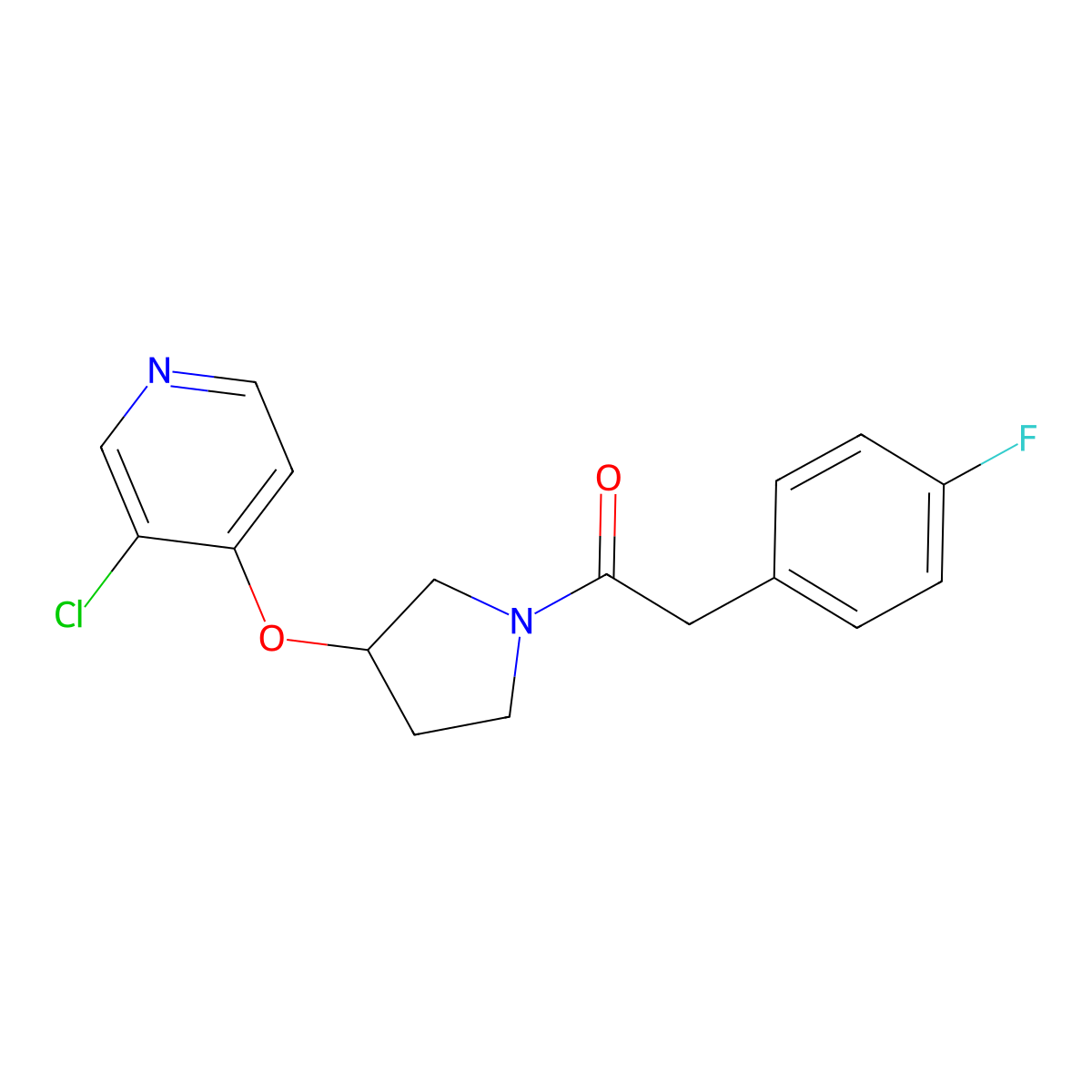1-(3-((3-Chloropyridin-4-yl)oxy)pyrrolidin-1-yl)-2-(4-fluorophenyl)ethanone molecular structure, CAS 2034301-52-3