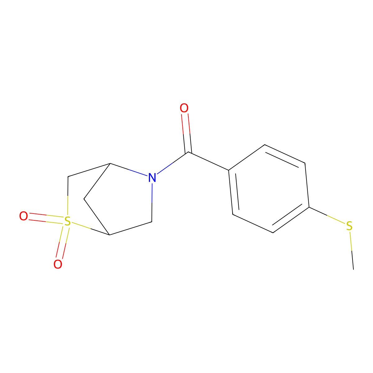 (2,2-Dioxido-2-thia-5-azabicyclo[2.2.1]heptan-5-yl)(4-(methylthio)phenyl)methanone molecular structure, CAS 2034301-53-4