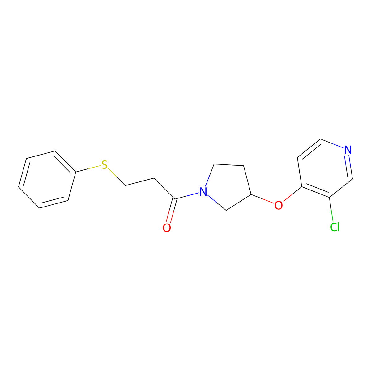 1-(3-((3-Chloropyridin-4-yl)oxy)pyrrolidin-1-yl)-3-(phenylthio)propan-1-one molecular structure, CAS 2034301-60-3