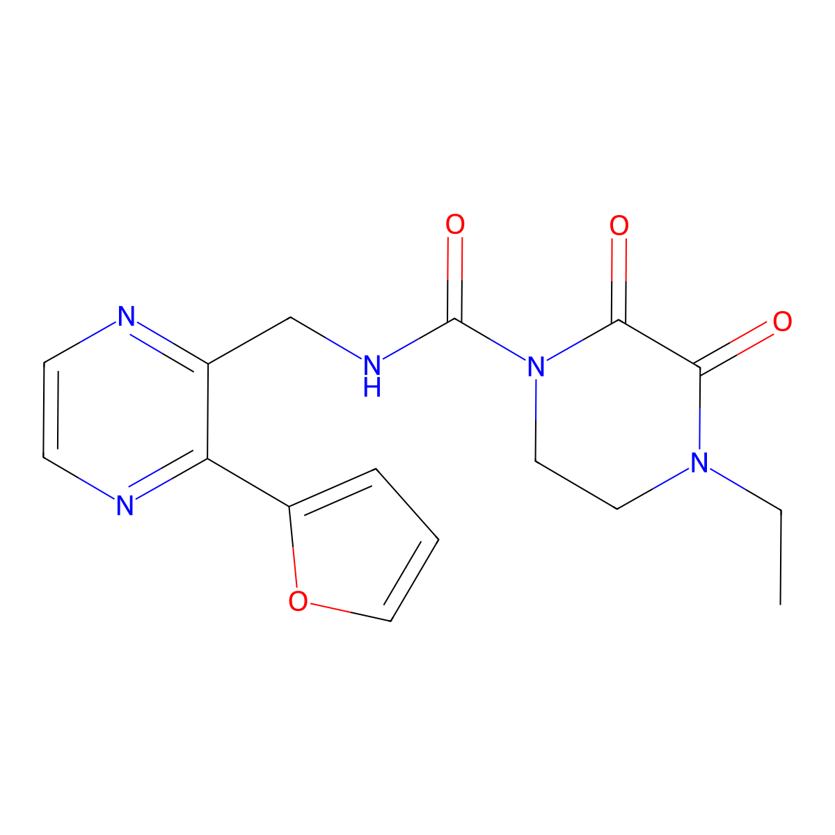 4-ethyl-N-{[3-(furan-2-yl)pyrazin-2-yl]methyl}-2,3-dioxopiperazine-1-carboxamide molecular structure, CAS 2034301-61-4