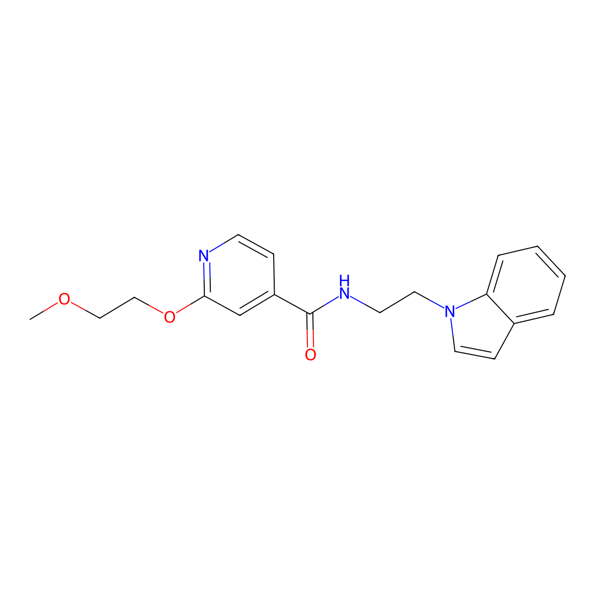 N-(2-(1H-indol-1-yl)ethyl)-2-(2-methoxyethoxy)isonicotinamide molecular structure, CAS 2034301-64-7