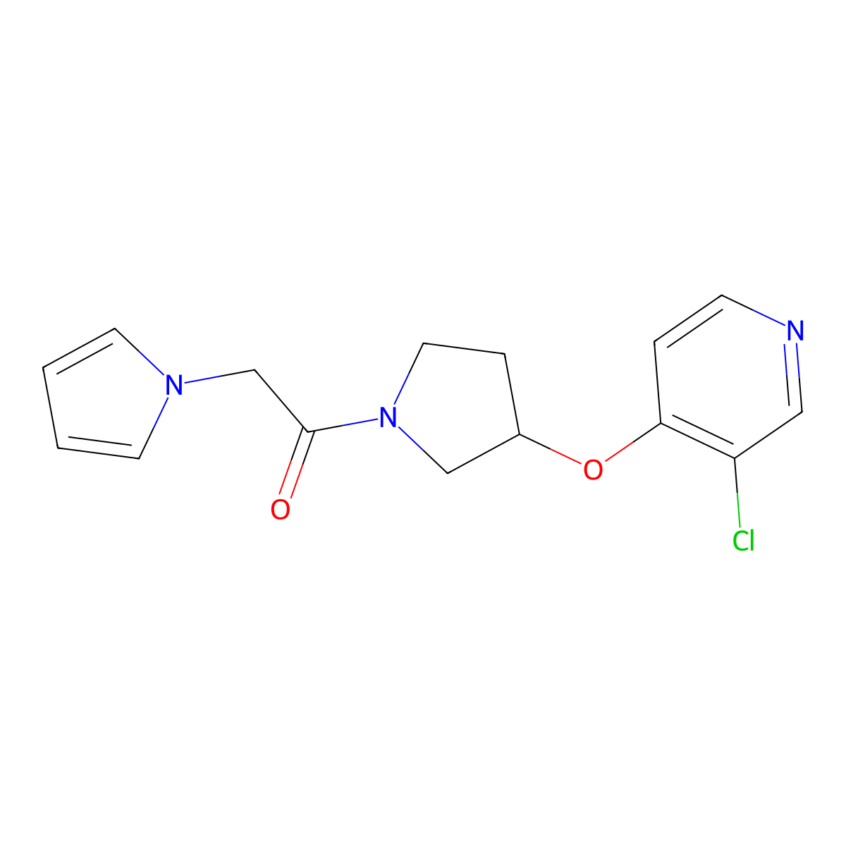 1-(3-((3-chloropyridin-4-yl)oxy)pyrrolidin-1-yl)-2-(1H-pyrrol-1-yl)ethanone molecular structure, CAS 2034301-67-0