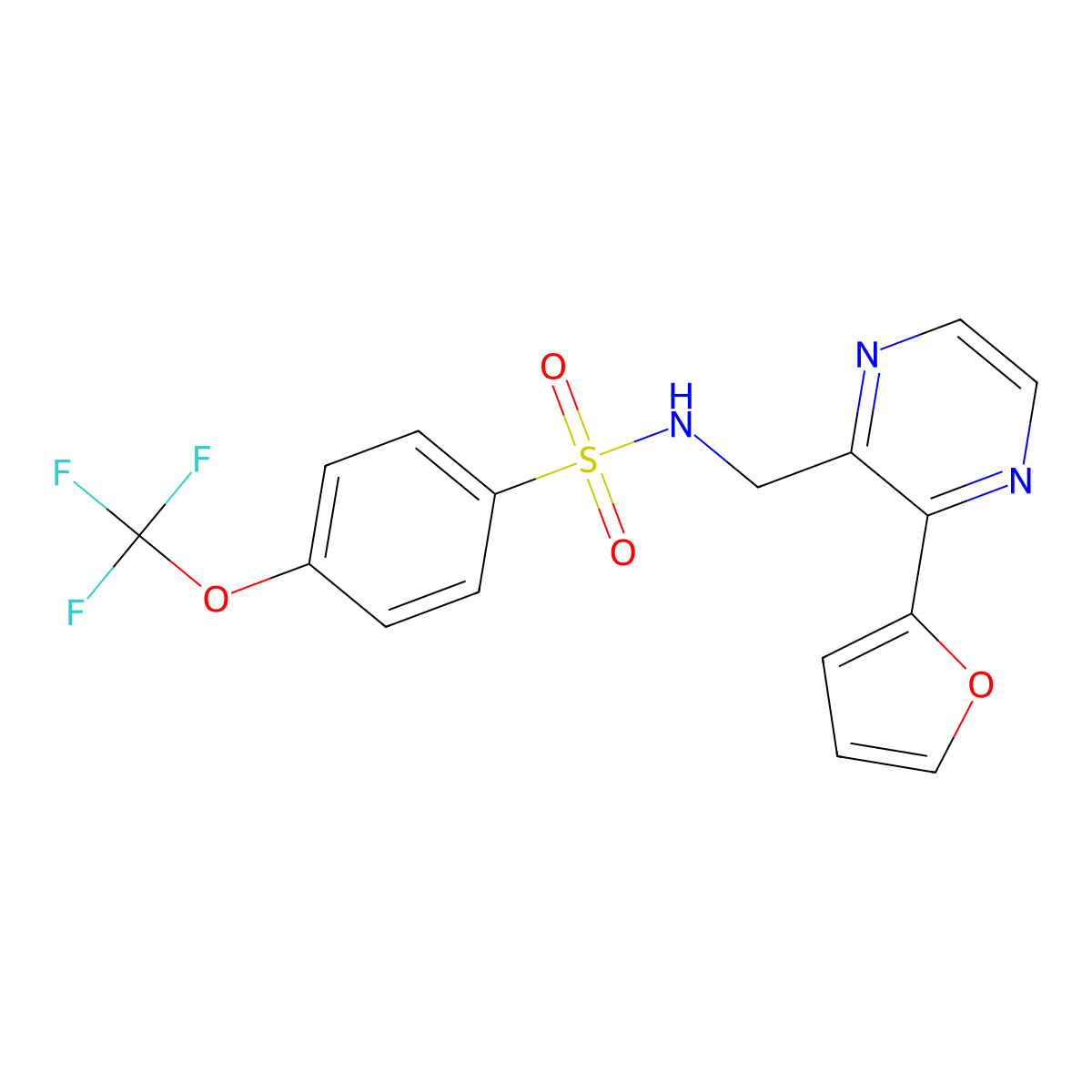 N-((3-(furan-2-yl)pyrazin-2-yl)methyl)-4-(trifluoromethoxy)benzenesulfonamide molecular structure, CAS 2034301-69-2