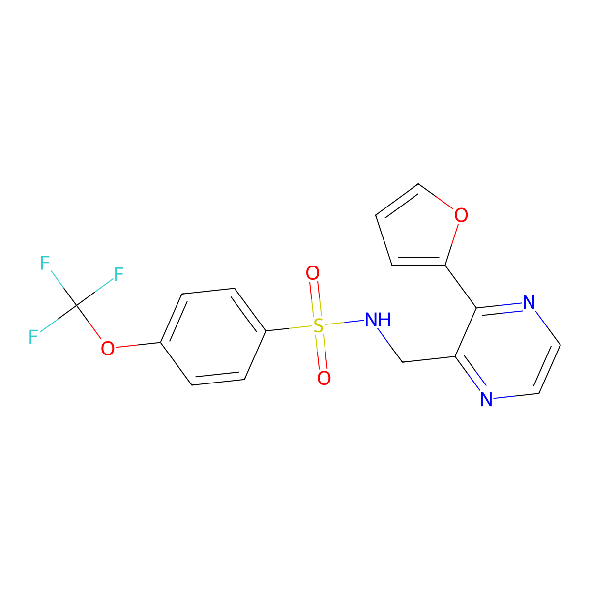 N-((3-(furan-2-yl)pyrazin-2-yl)methyl)-4-(trifluoromethoxy)benzenesulfonamide molecular structure, CAS 2034301-69-2