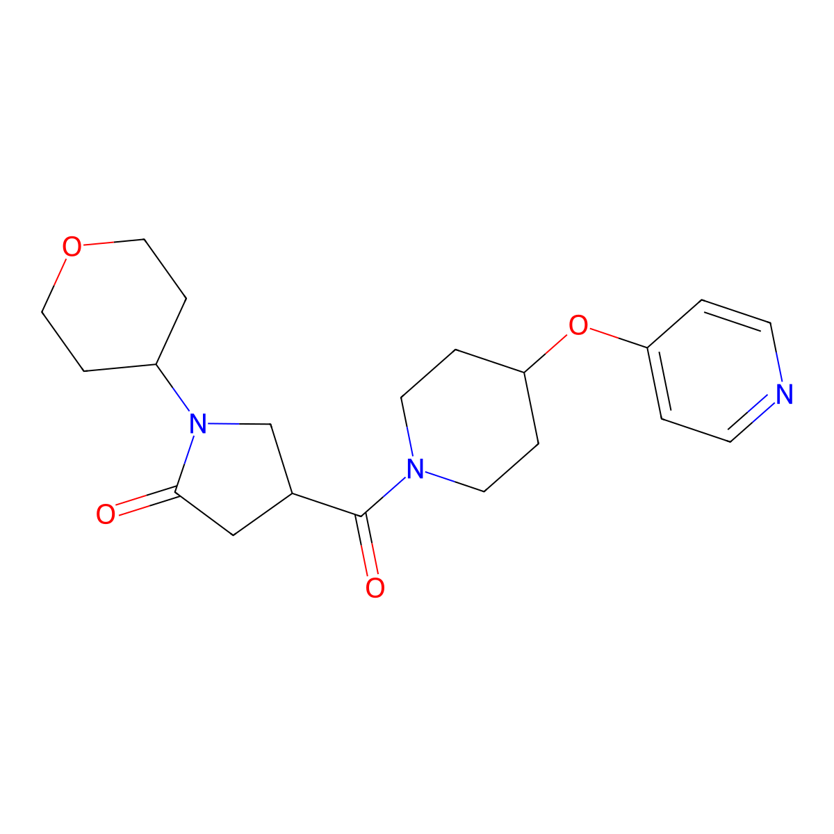 4-(4-(pyridin-4-yloxy)piperidine-1-carbonyl)-1-(tetrahydro-2H-pyran-4-yl)pyrrolidin-2-one molecular structure, CAS 2034301-72-7