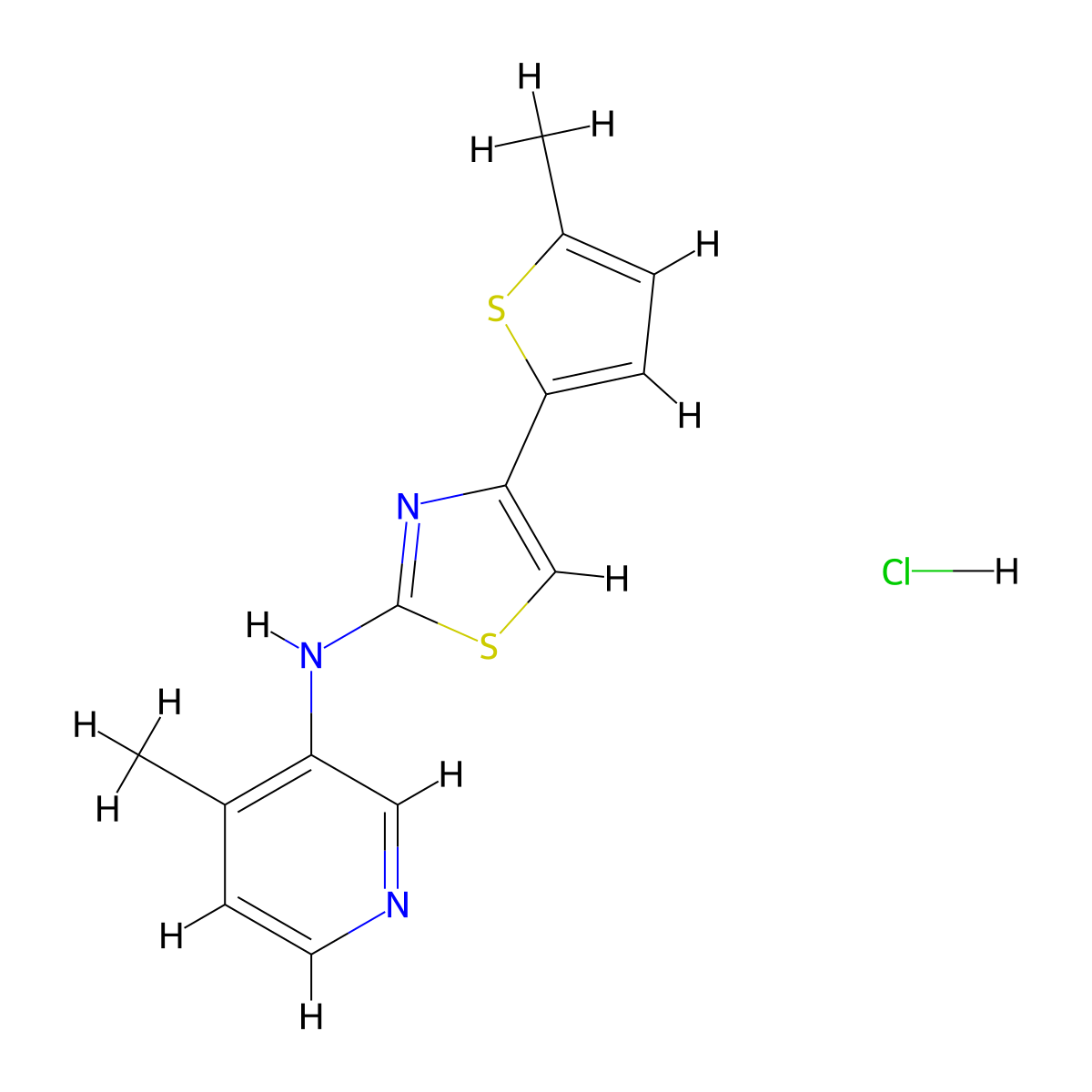 N-(4-methylpyridin-3-yl)-4-(5-methylthiophen-2-yl)thiazol-2-amine hydrochloride molecular structure, CAS 2034301-75-0