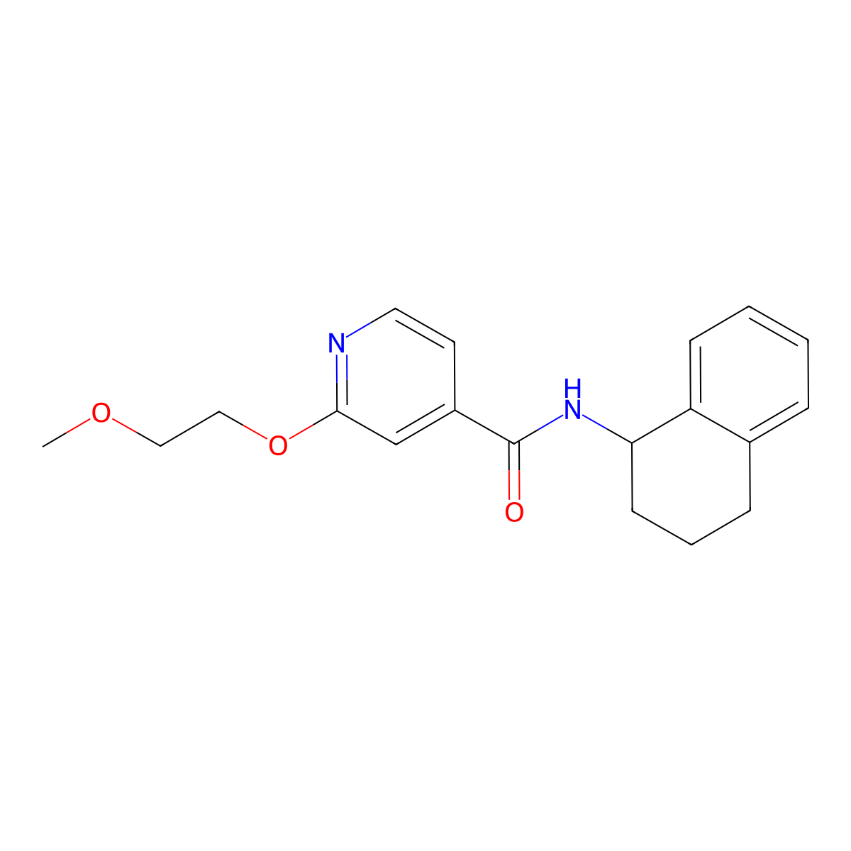 2-(2-methoxyethoxy)-N-(1,2,3,4-tetrahydronaphthalen-1-yl)isonicotinamide molecular structure, CAS 2034301-80-7