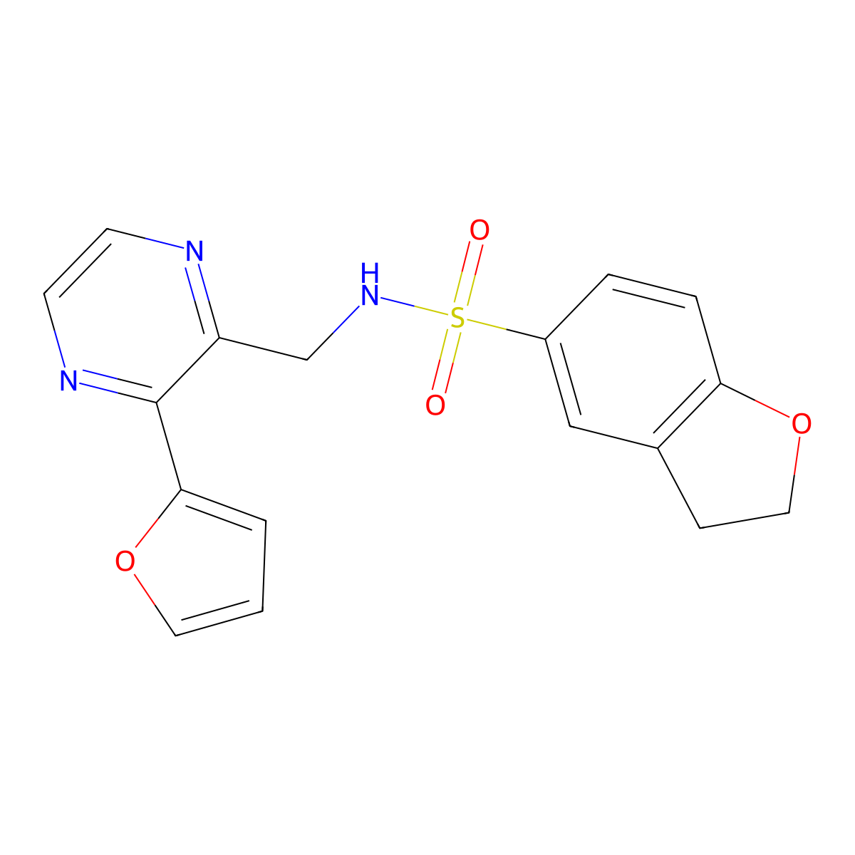 N-((3-(furan-2-yl)pyrazin-2-yl)methyl)-2,3-dihydrobenzofuran-5-sulfonamide molecular structure, CAS 2034301-84-1