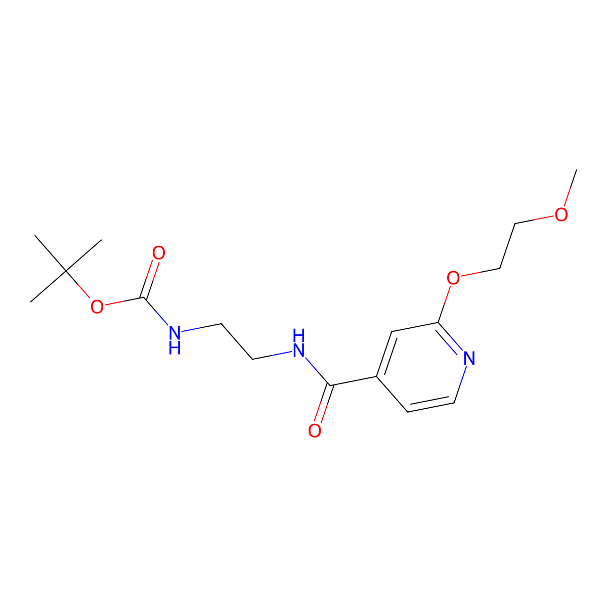 Tert-butyl (2-(2-(2-methoxyethoxy)isonicotinamido)ethyl)carbamate molecular structure, CAS 2034301-87-4