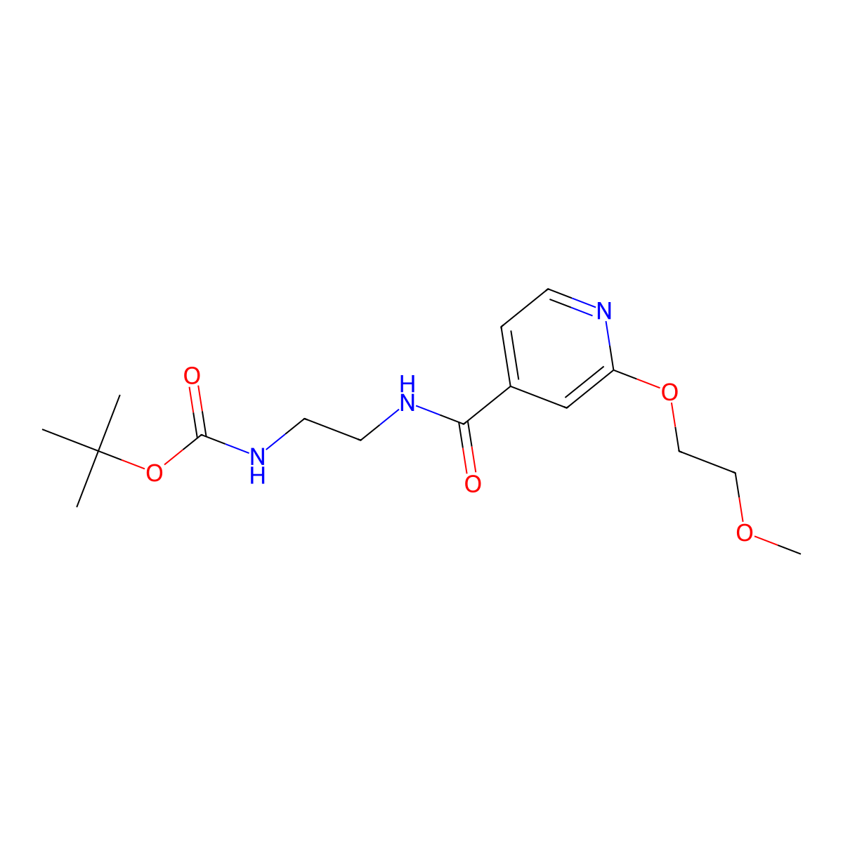 Tert-butyl (2-(2-(2-methoxyethoxy)isonicotinamido)ethyl)carbamate molecular structure, CAS 2034301-87-4