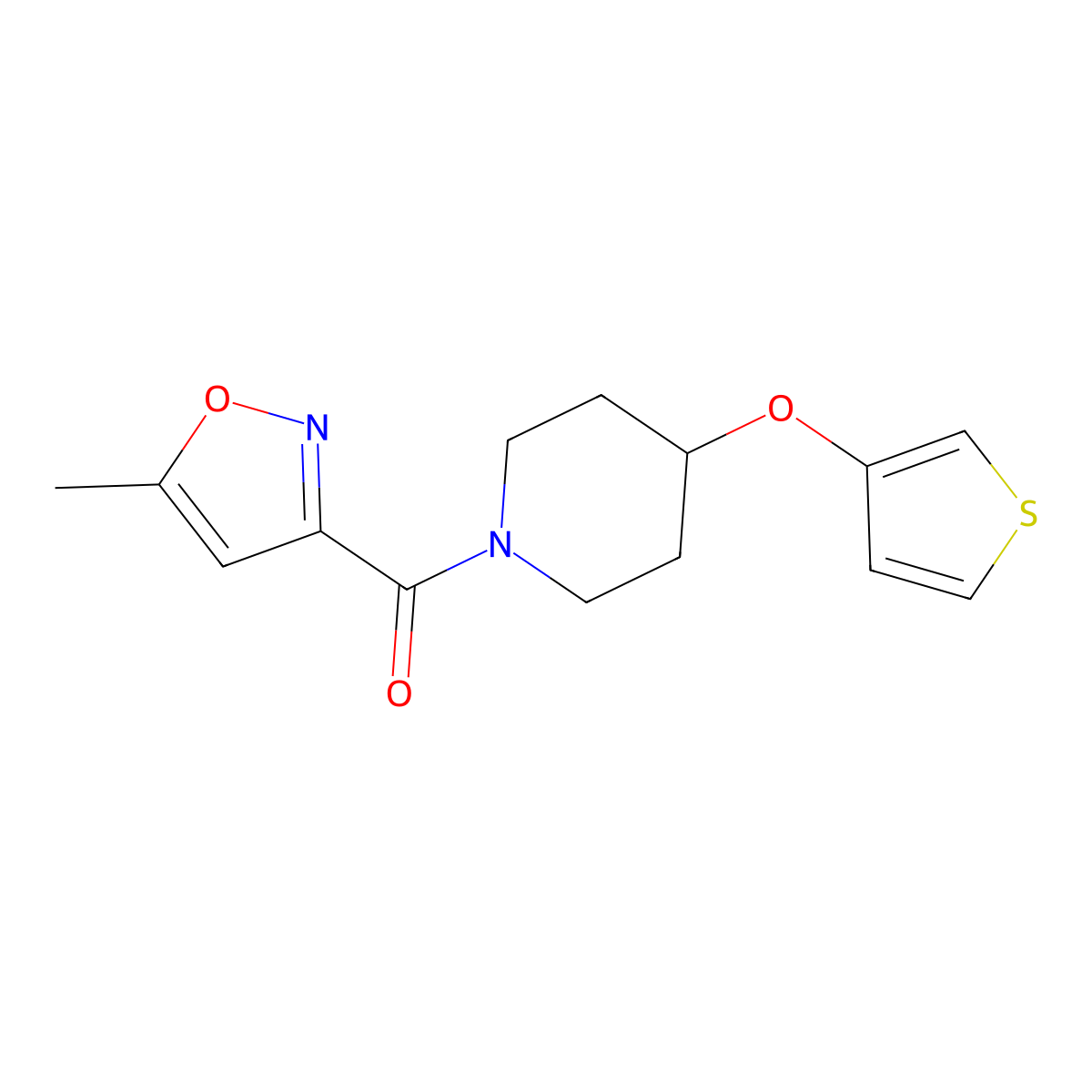 (5-Methylisoxazol-3-yl)(4-(thiophen-3-yloxy)piperidin-1-yl)methanone molecular structure, CAS 2034301-89-6