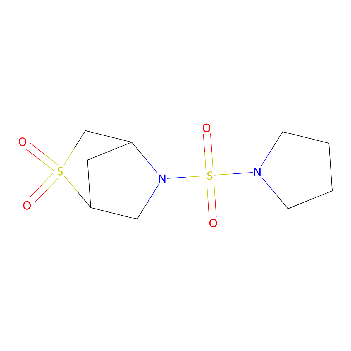 5-(Pyrrolidin-1-ylsulfonyl)-2-thia-5-azabicyclo[2.2.1]heptane 2,2-dioxide molecular structure, CAS 2034301-94-3