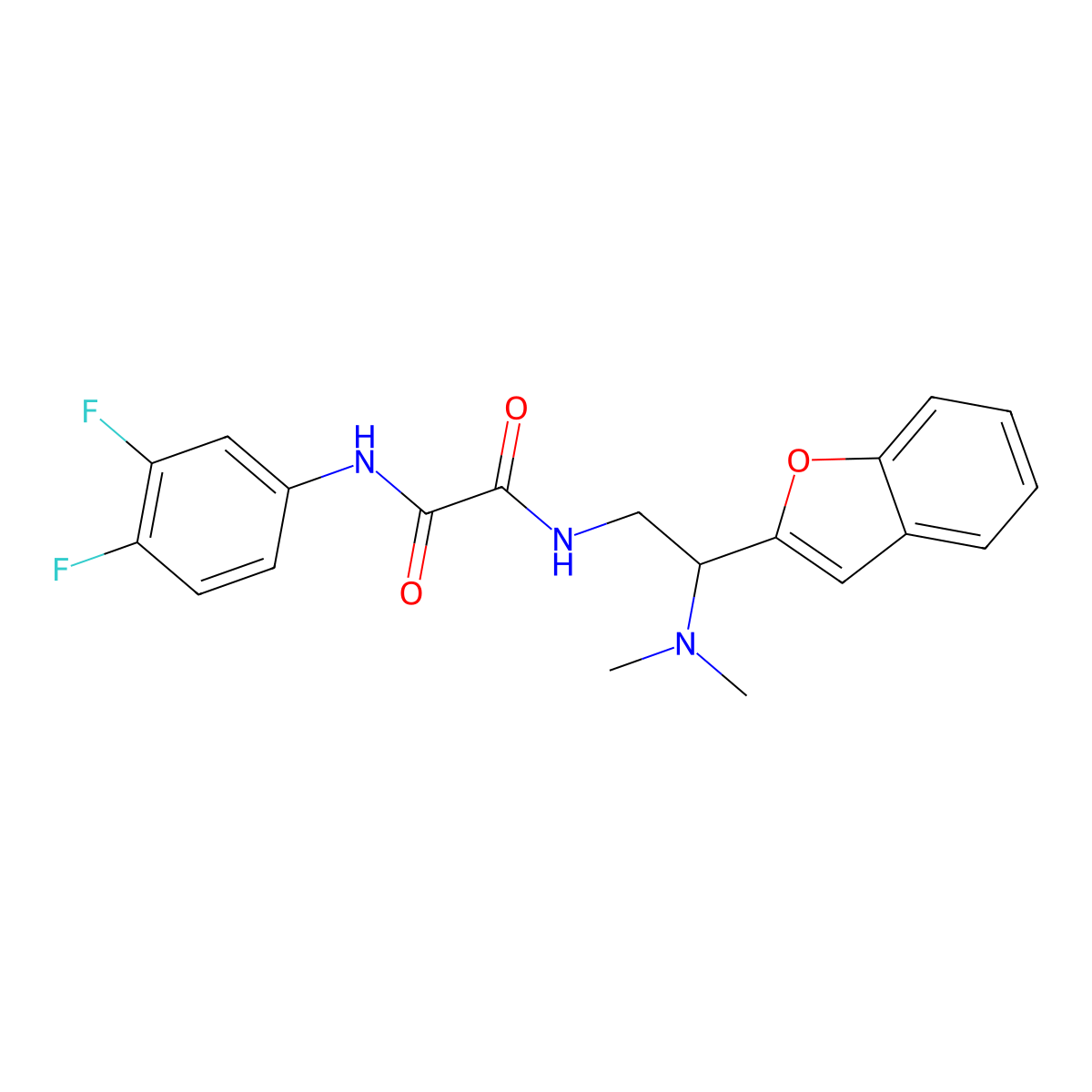 N1-(2-(benzofuran-2-yl)-2-(dimethylamino)ethyl)-N2-(3,4-difluorophenyl)oxalamide molecular structure, CAS 2034301-98-7