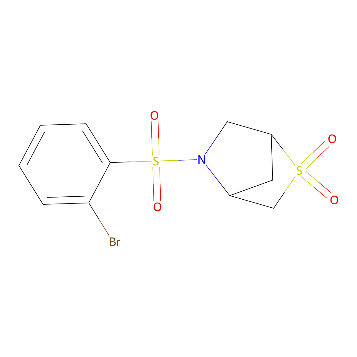 5-((2-Bromophenyl)sulfonyl)-2-thia-5-azabicyclo[2.2.1]heptane 2,2-dioxide molecular structure, CAS 2034302-01-5