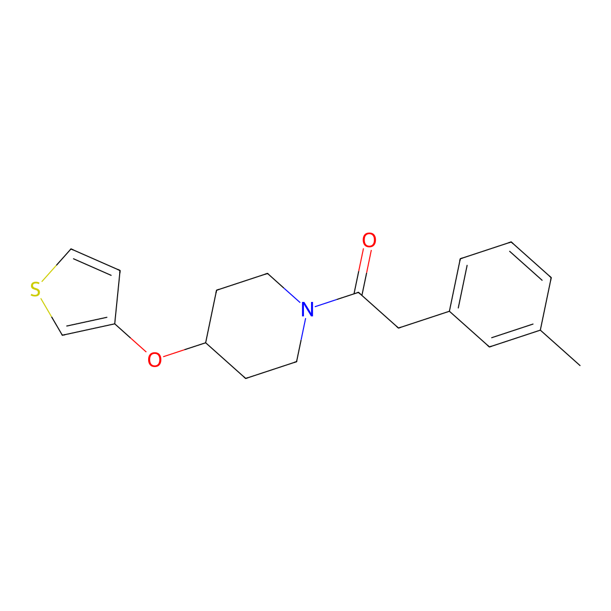 1-(4-(Thiophen-3-yloxy)piperidin-1-yl)-2-(m-tolyl)ethanone molecular structure, CAS 2034302-03-7
