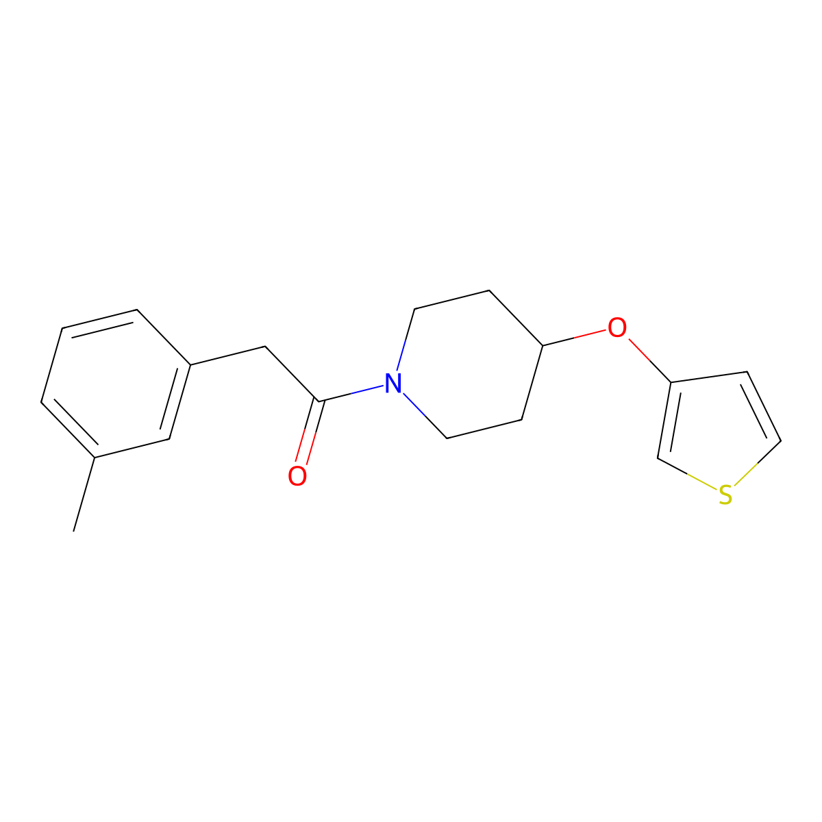 1-(4-(Thiophen-3-yloxy)piperidin-1-yl)-2-(m-tolyl)ethanone molecular structure, CAS 2034302-03-7