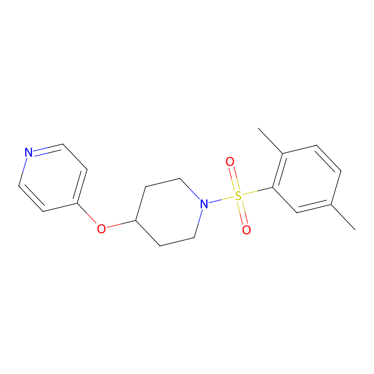 4-((1-((2,5-Dimethylphenyl)sulfonyl)piperidin-4-yl)oxy)pyridine molecular structure, CAS 2034302-04-8