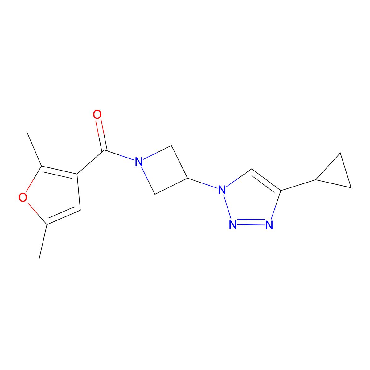 (3-(4-cyclopropyl-1H-1,2,3-triazol-1-yl)azetidin-1-yl)(2,5-dimethylfuran-3-yl)methanone molecular structure, CAS 2034302-05-9