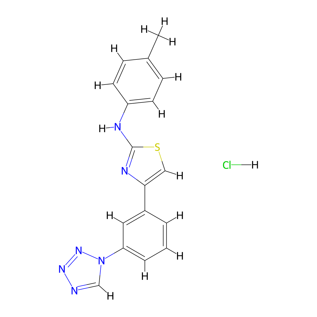 4-(3-(1H-tetrazol-1-yl)phenyl)-N-(p-tolyl)thiazol-2-amine hydrochloride molecular structure, CAS 2034302-06-0